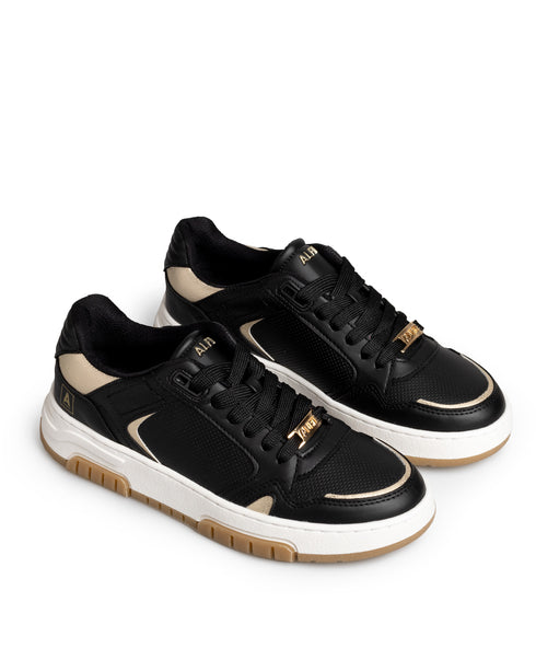 Tenis Negro Combinado Oro 7953